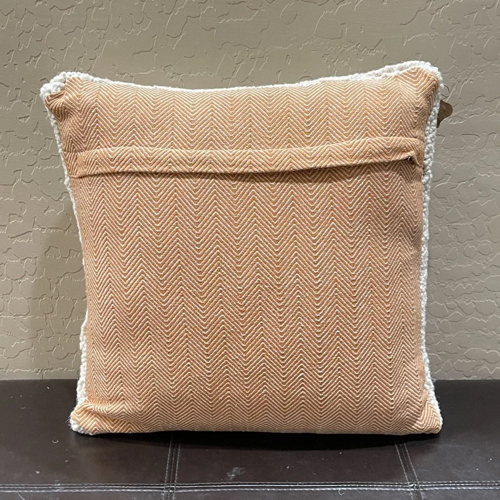 New Mud Pie Pumpkin Pillow Recessed Hooked White Orange Plaid Fall Halloween